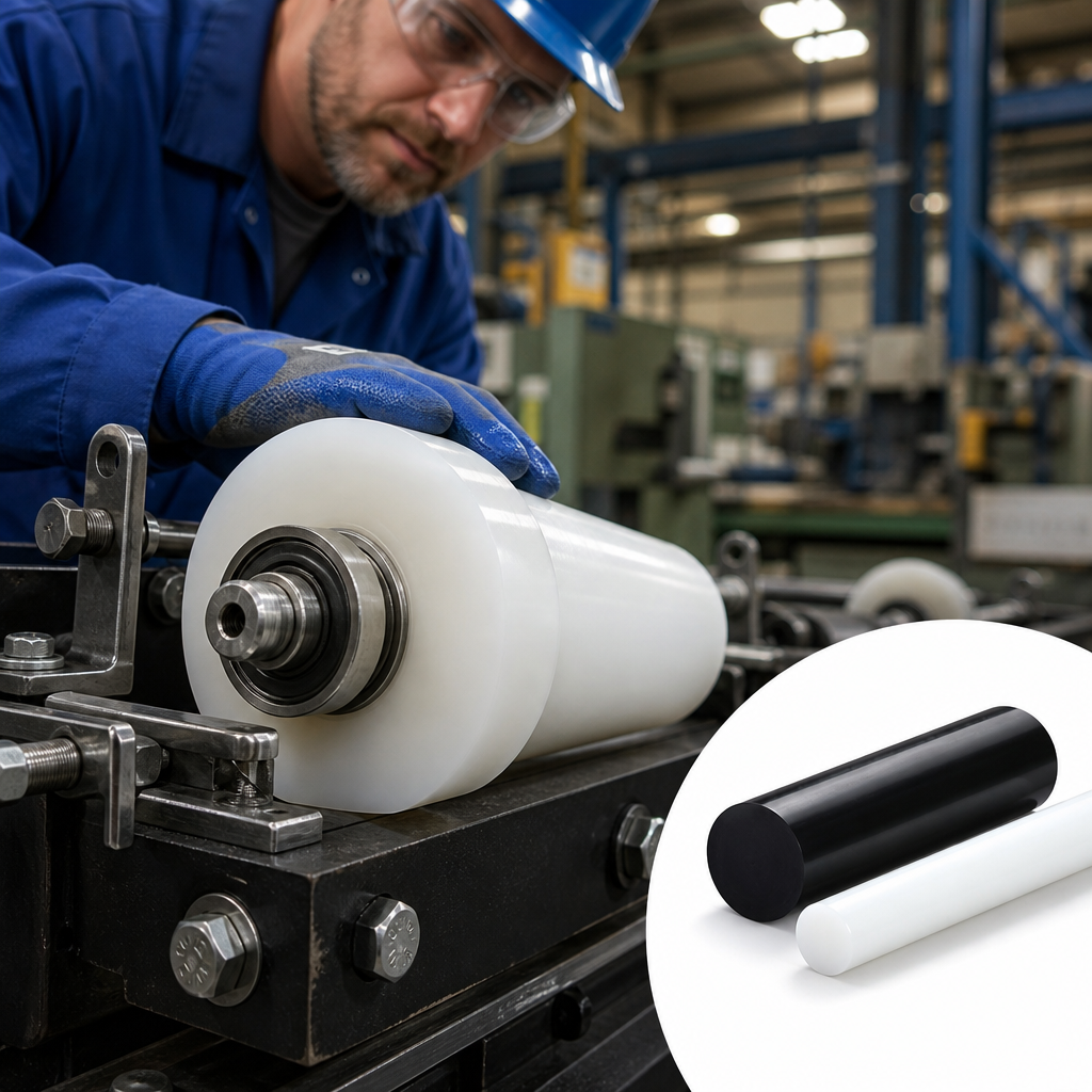 High Density Polyethylene Natural (milky-white) / Black Rod 10mm to 50mm dia for Wear strips & tanks - UK Engineering Plastics