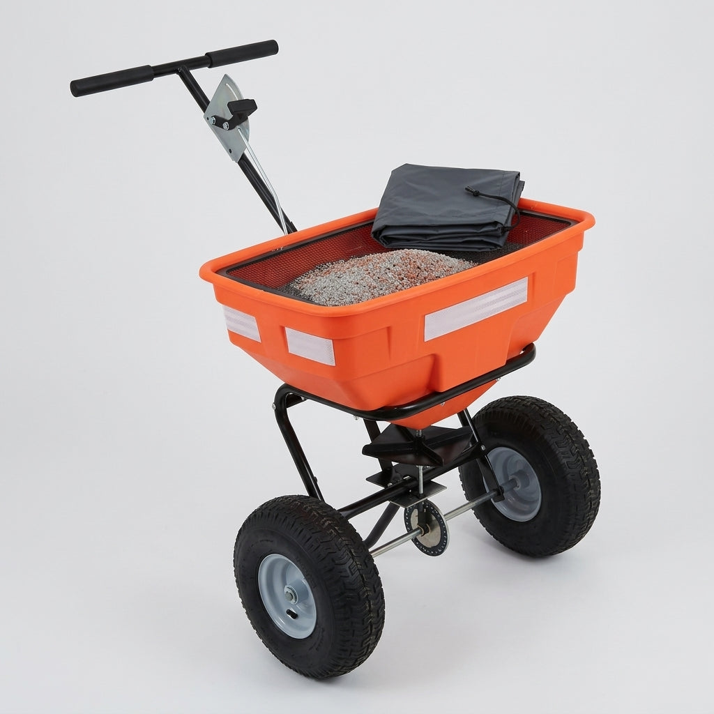 Push Salt and Grit Spreader with Pneumatic Wheels – 57kg Capacity (view 2)