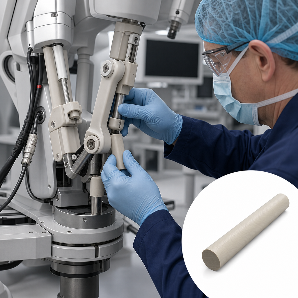 Peek 1000 Natural (brownish-grey) Rod 20mm to 50mm dia for Medical devices & aerospace components - UK Engineering Plastics