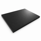 Black nylon sheet lying angled on white, textured matt surface and thick square edge