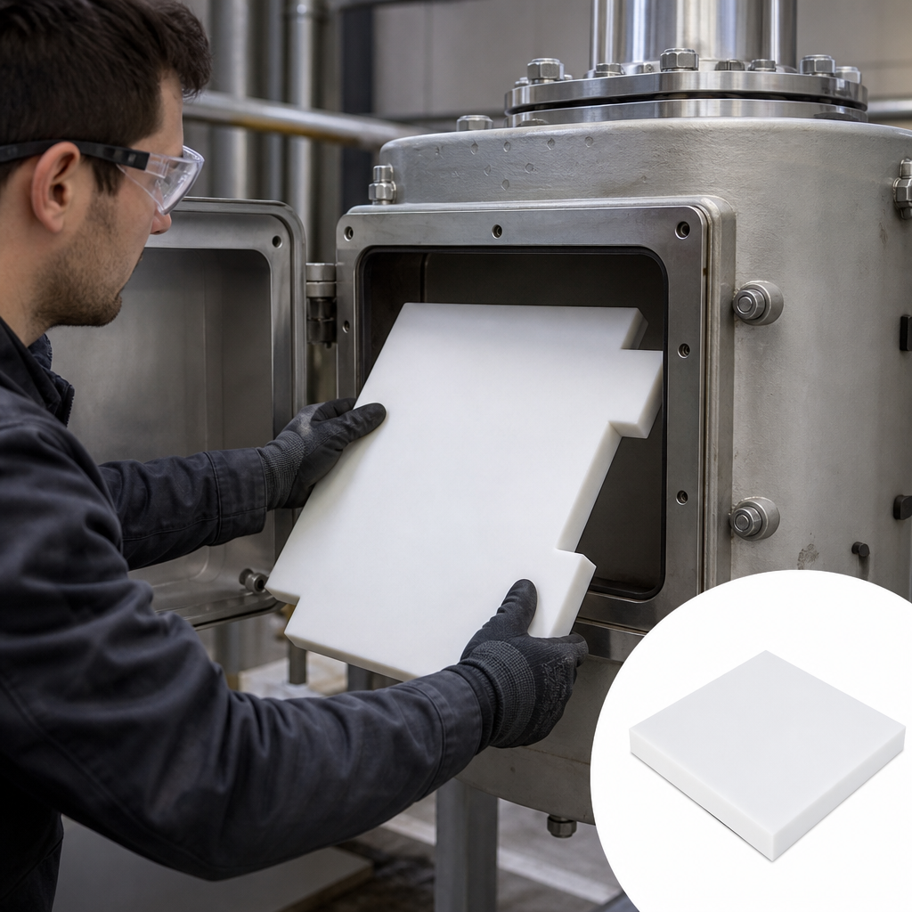 PTFE Natural Sheet for High-Temperature Applications 40mm to 50mm thick - UK Engineering Plastics