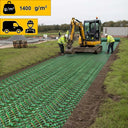 Green polymer grass protection mesh with 11mm hexagonal cells for slip-resistant ground reinforcement