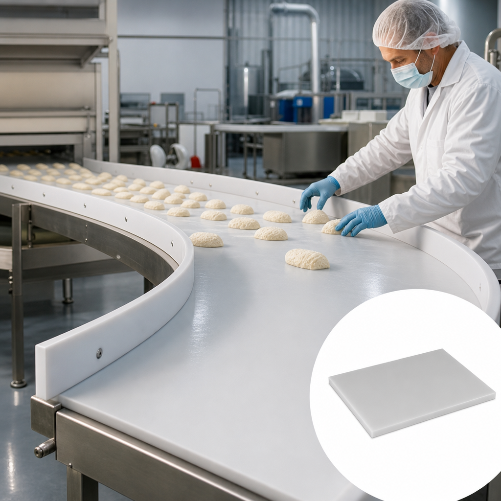 High Density Polyethylene Natural Sheet for Food Industry Applications 15mm to 60mm thick - UK Engineering Plastics