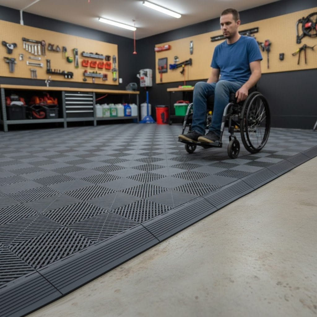 Floor Tile Ramp – Recycled Plastic, Non-Slip, Easy Access - Pack of 10