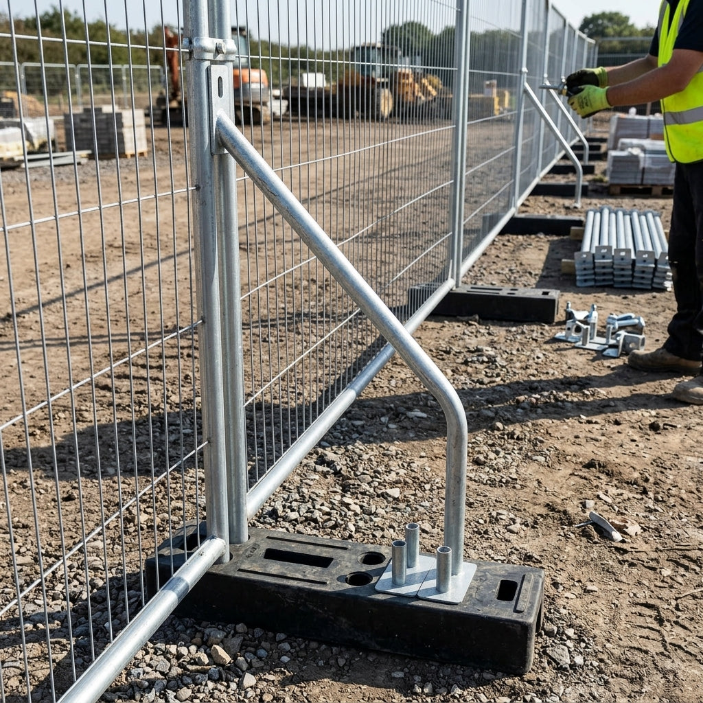Anti-Lift Strut for Temporary Fencing Support and Security