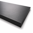 Thick black polyethylene block on white, fine brushed grain across the top face
