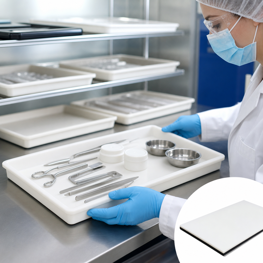 Polypropylene Copolymer Natural (milky-white) / Black / Beige Sheet 3mm to 12mm thick for Medical trays & food storage - UK Engineering Plastics