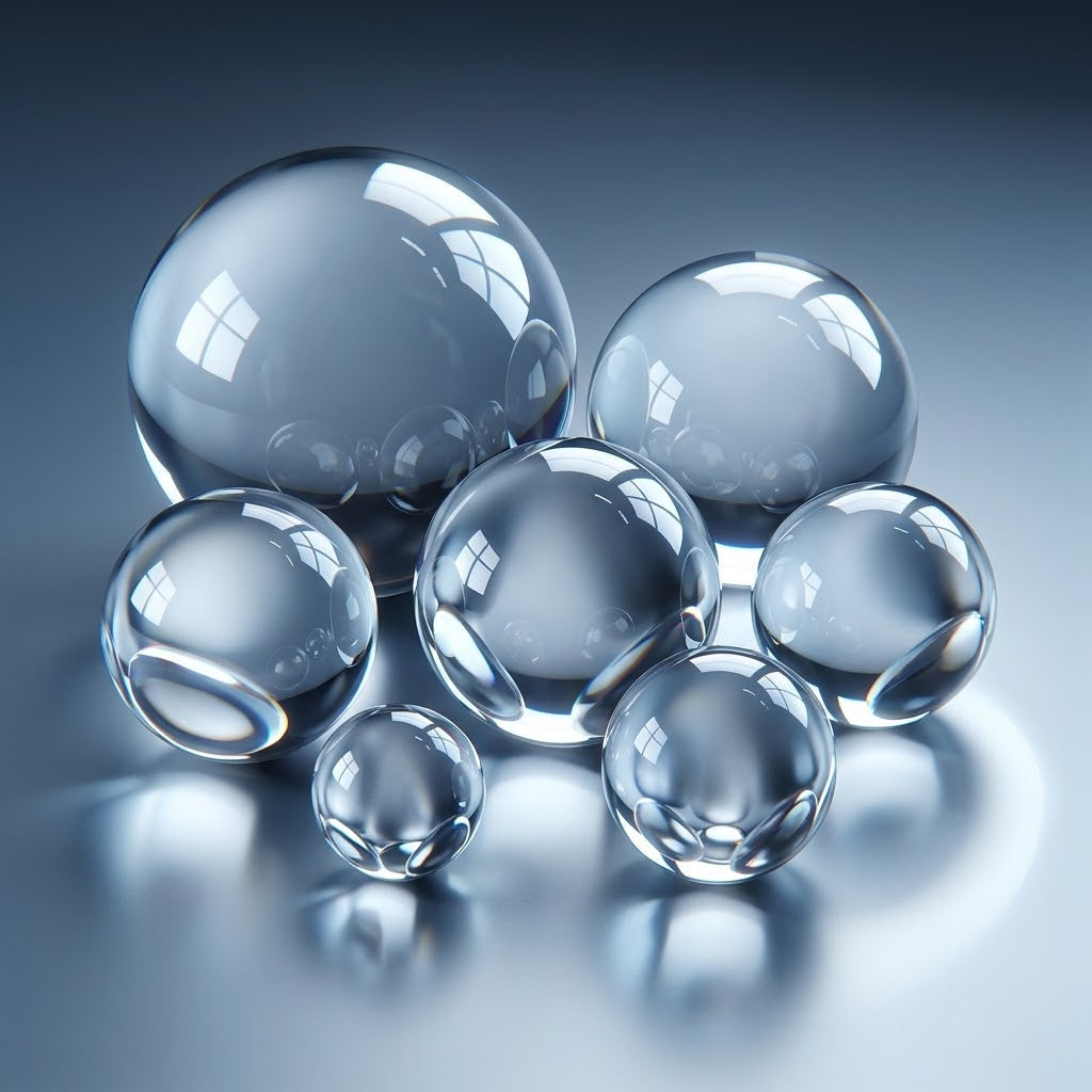 Cast Acrylic Clear 10mm to 95mm dia for Display cases & art installations - Acrylic Balls & Acrylic Cubes in use