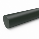 Matt dark green cast polyamide rod angled across a white background, flat cut end at the lower left