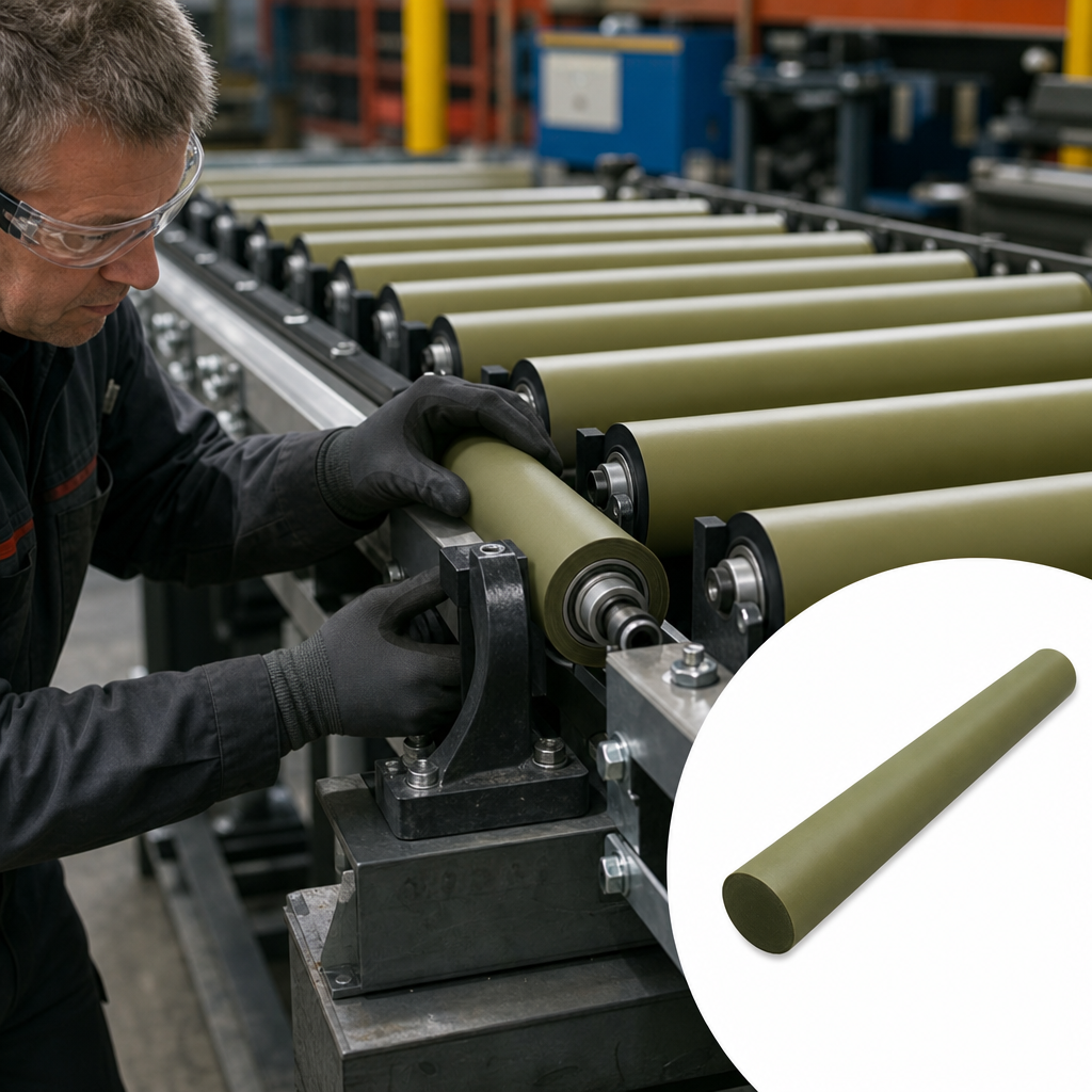 Nylon 6 Khaki-Green Rod 50mm to 150mm dia for Insulators & rollers - UK Engineering Plastics