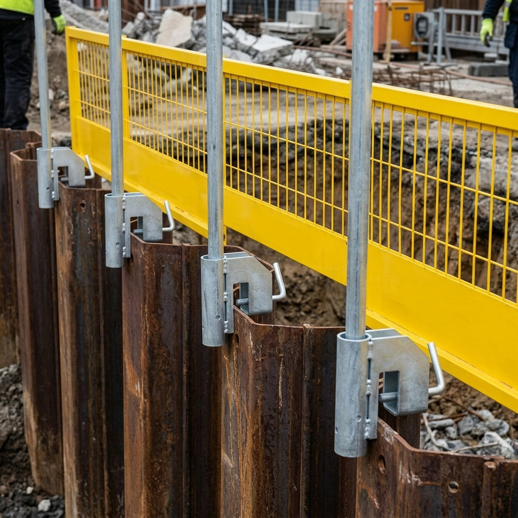 Sheet Pile Bracket for Temporary Edge Barrier Fixing