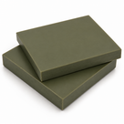 Two thick khaki-green nylon slabs stacked corner to corner on a white background