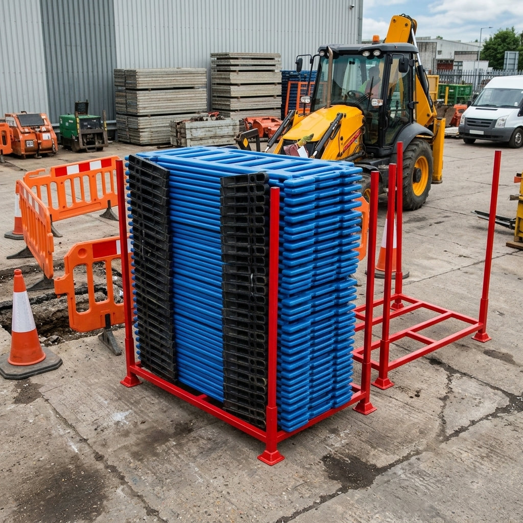Heavy Duty Steel Stillage for Site Barriers – Holds Up to 25 Units
