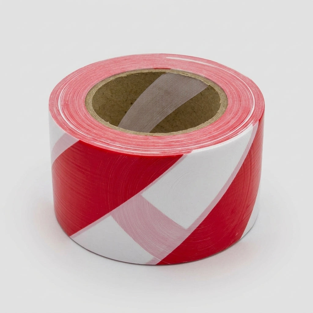 Non-Adhesive Barrier Tape Roll – High Visibility Striped PVC, 500m (view 2)