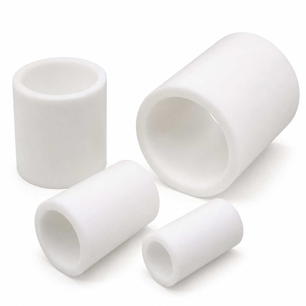 PTFE White Tube 50mm to 120mm dia for Gaskets & chemical handling - PTFE Tube in use