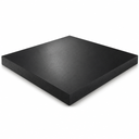 Very thick square black nylon slab shot from above on white, deep edge on show