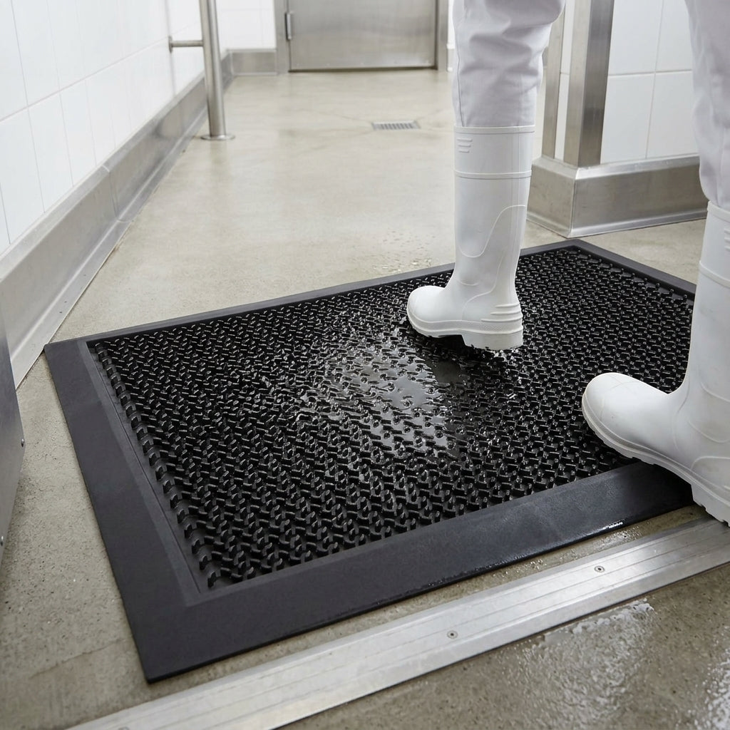Disinfectant Entrance Mat with Liquid Retention for Hygiene Zones