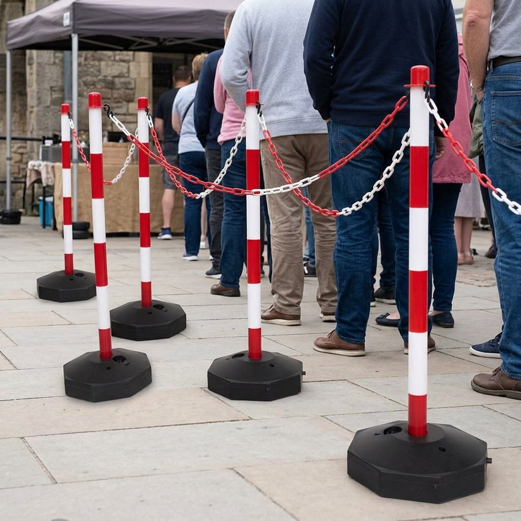 Post and Chain Barrier with Water-Filled Base for Safety