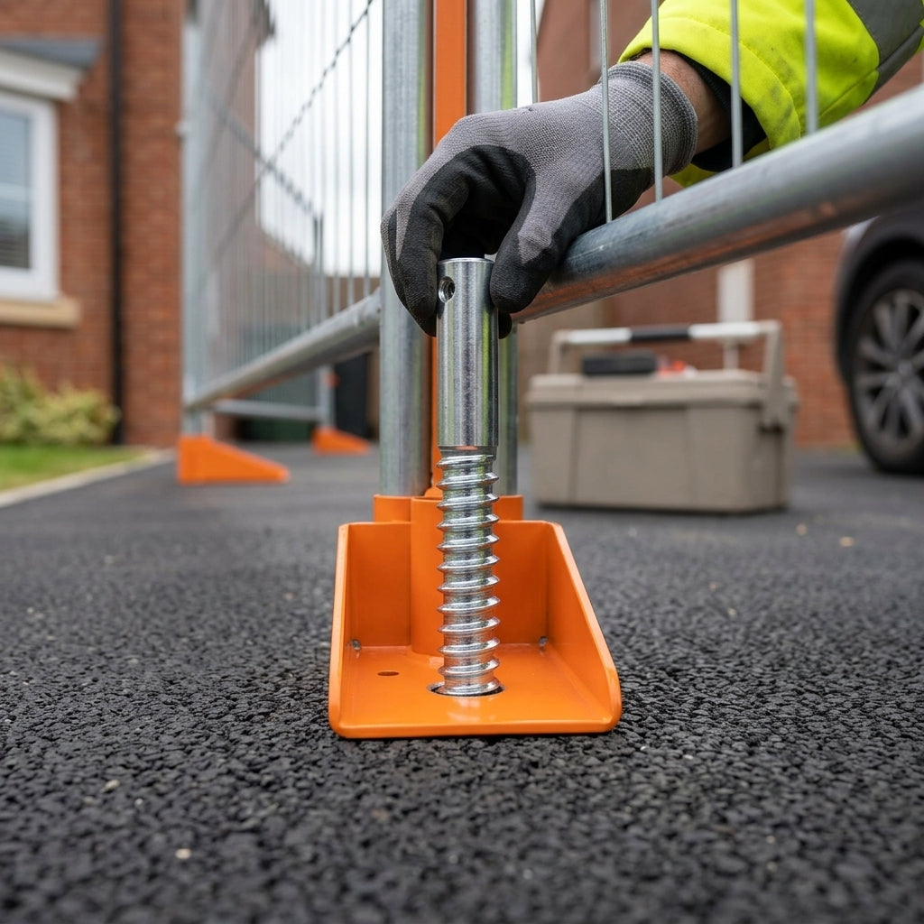 Metal Anchor Bolt for Temporary Fence Stabilisation on Asphalt