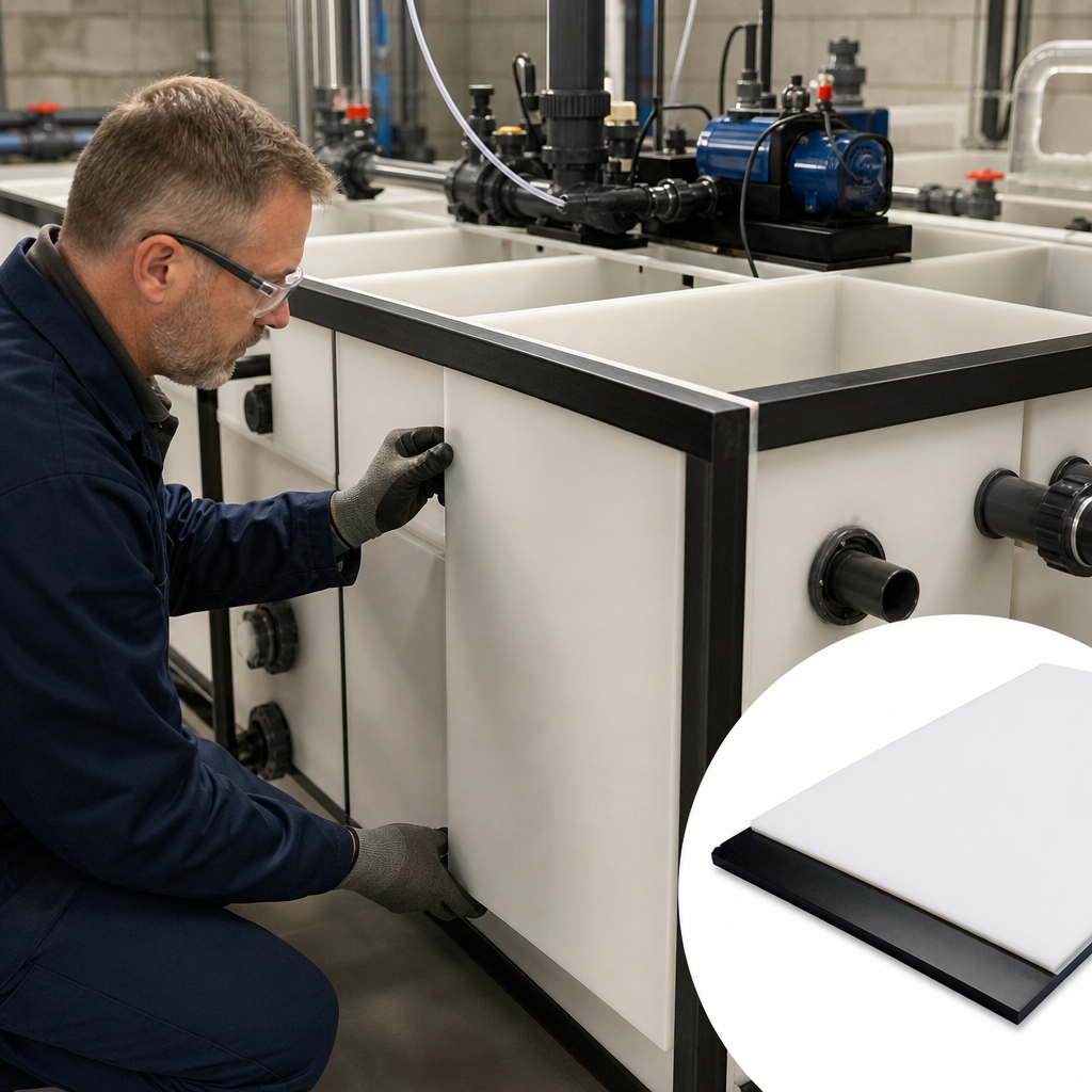 Polypropylene Copolymer Natural (milky-white) / Black Sheet 1mm to 2mm thick for Chemical tanks & packaging - UK Engineering Plastics