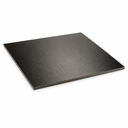 Black square laminate sheet flat on white, fine woven texture across the face