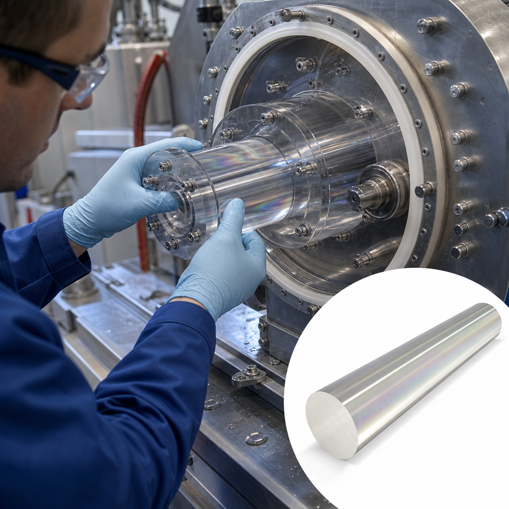 Cast Acrylic Clear Rod 110mm to 200mm dia for Displays & art installations - UK Engineering Plastics