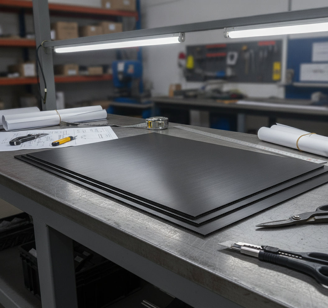Black Corrugated Plastic Sheet - 4mm Thick