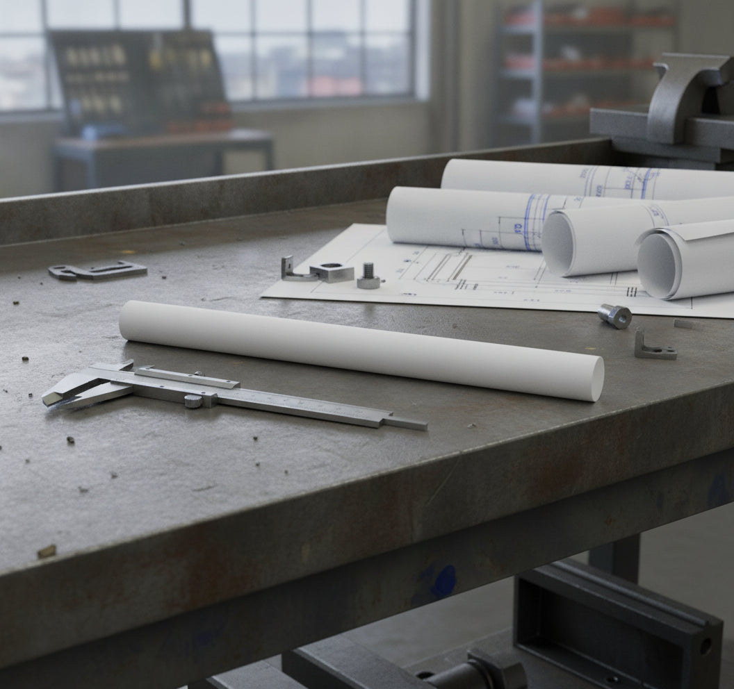 Natural Acetal Plastic Rod - 5mm To 75mm Dia.