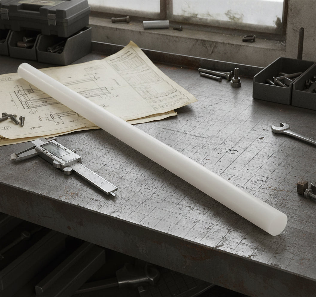 Natural Acetal Plastic Rod - 45mm Dia.