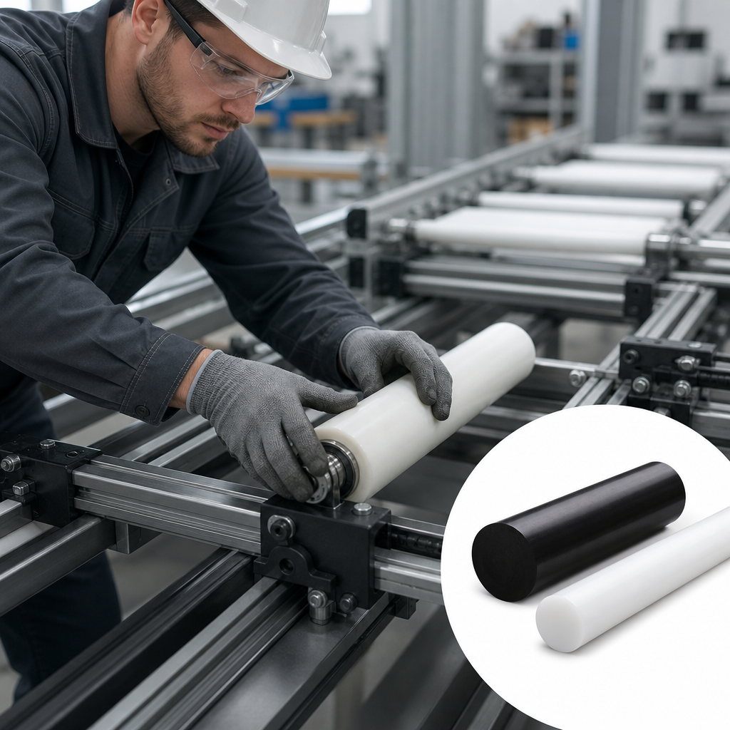 High Density Polyethylene Natural (milky-white) / Black Rod 100mm to 180mm dia for Containers & gears - UK Engineering Plastics