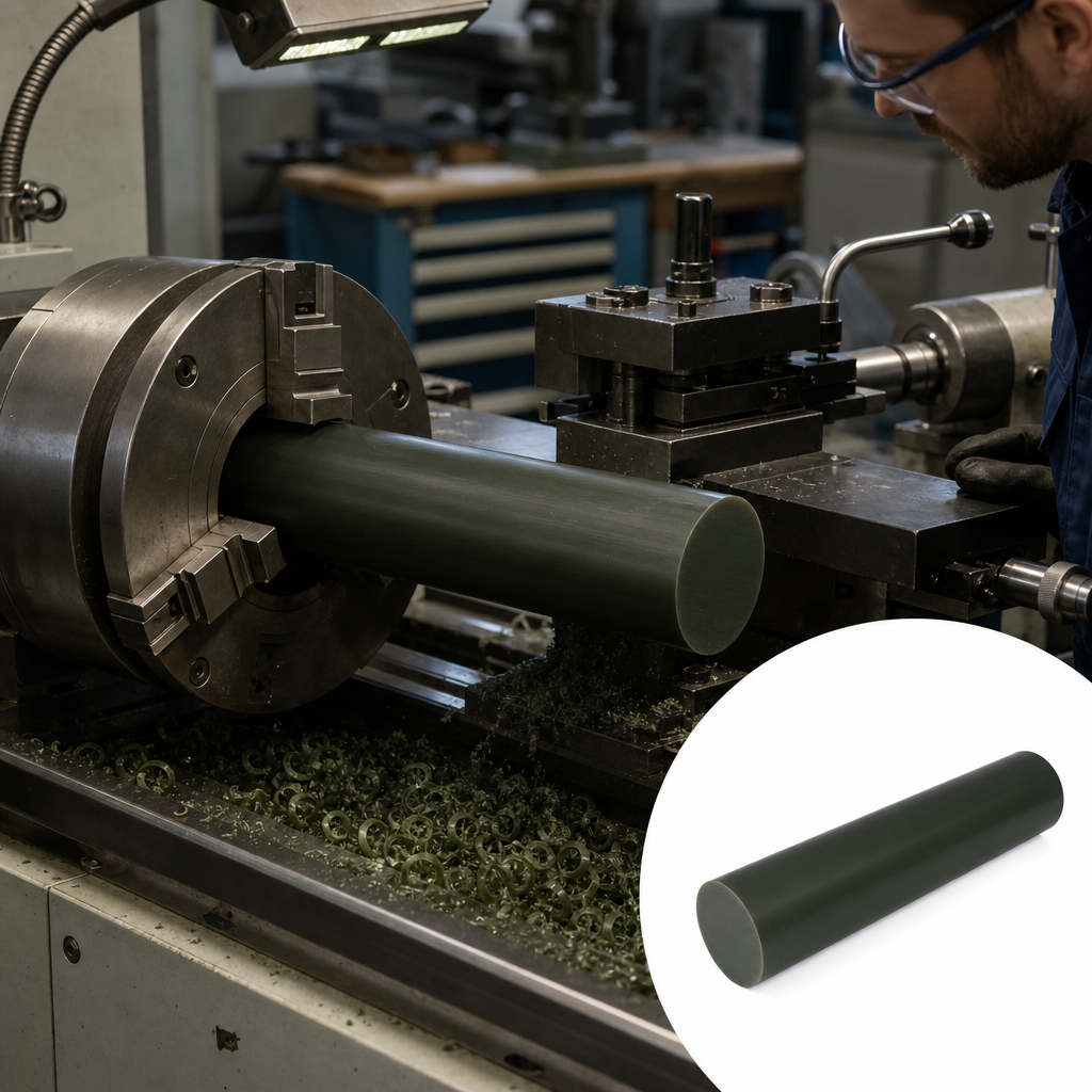 Cast Polyamide 6 Oil-Filled Green Rod for High Load Applications 50mm to 300mm diameter - UK Engineering Plastics