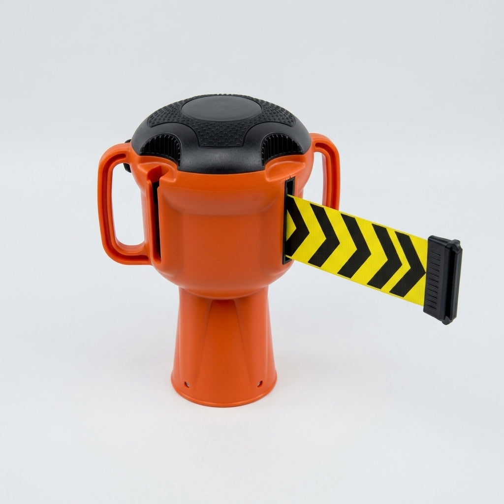 Retractable Caution Tape Barrier Unit with High-Visibility Tape - 9m (view 2)