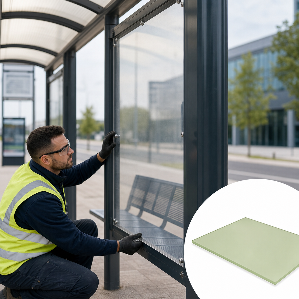 Polycarbonate Clear Sheet 3mm to 12mm thick for Graffiti-resistant surfaces & bus stop panels - UK Engineering Plastics