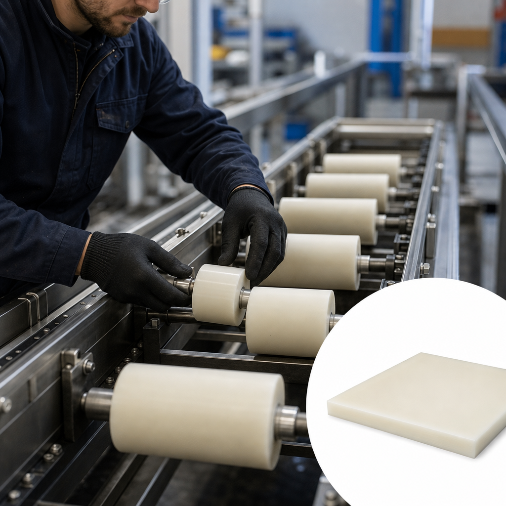 Nylon 6 Natural (ivory) / Black Sheet 10mm to 100mm thick for Bushes & rollers - UK Engineering Plastics