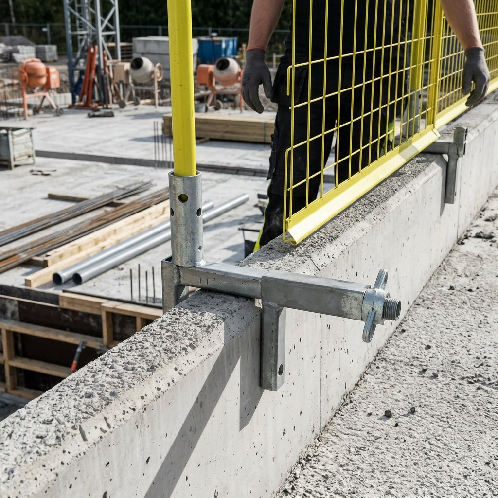 Edge Protection Barrier Clamp – Galvanised Steel with Swivel Socket