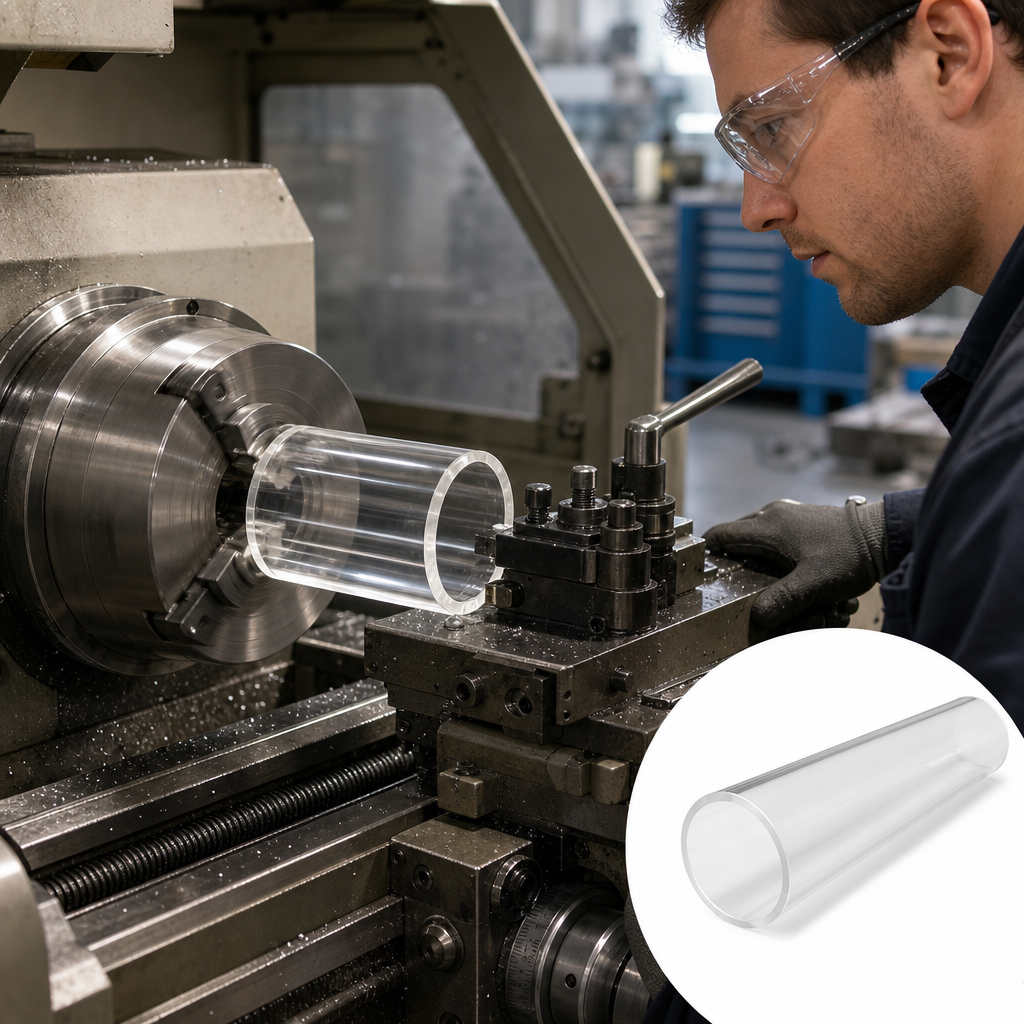 Cast Acrylic Clear Tube 50mm to 100mm dia for Signage & furniture components - UK Engineering Plastics