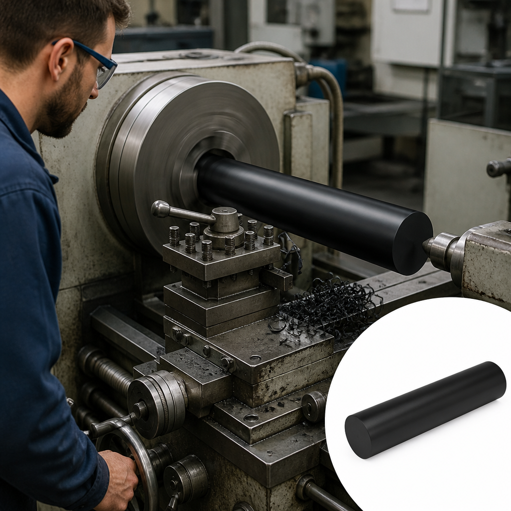 High Density Polyethylene Black Rod for Food Industry Use 250mm to 300mm diameter - UK Engineering Plastics