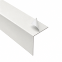 White PVC L-angle trim angled on white, protective film peeled back at the corner