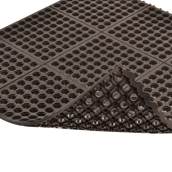 Non Slip Heavy Duty Rubber Link Mats with Drainage Holes