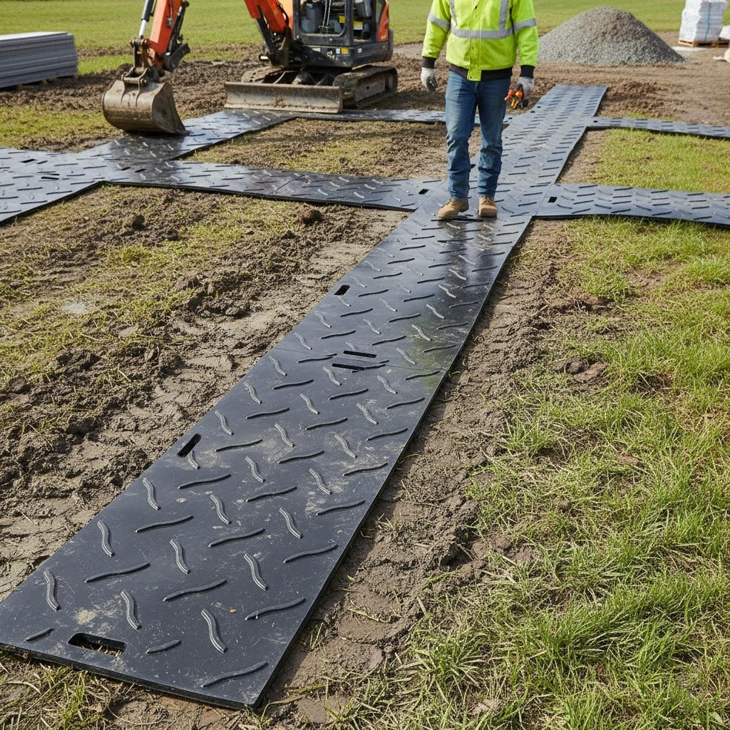 Heavy Duty Ground Protection Mat, Recycled HDPE, Non-Slip