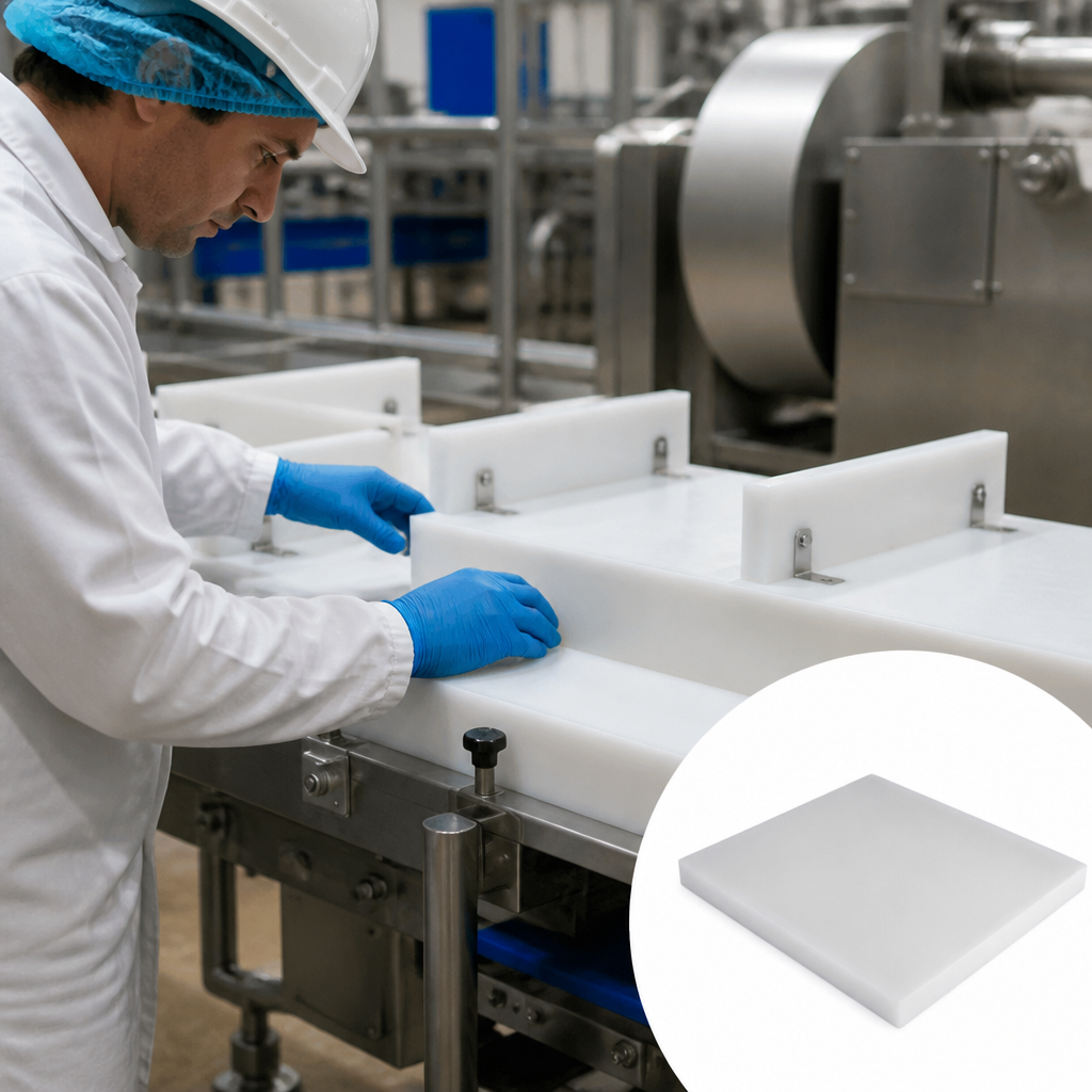 Ultra-High Molecular Weight Polyethylene Natural Sheet for Food Processing 50mm to 80mm thick - UK Engineering Plastics