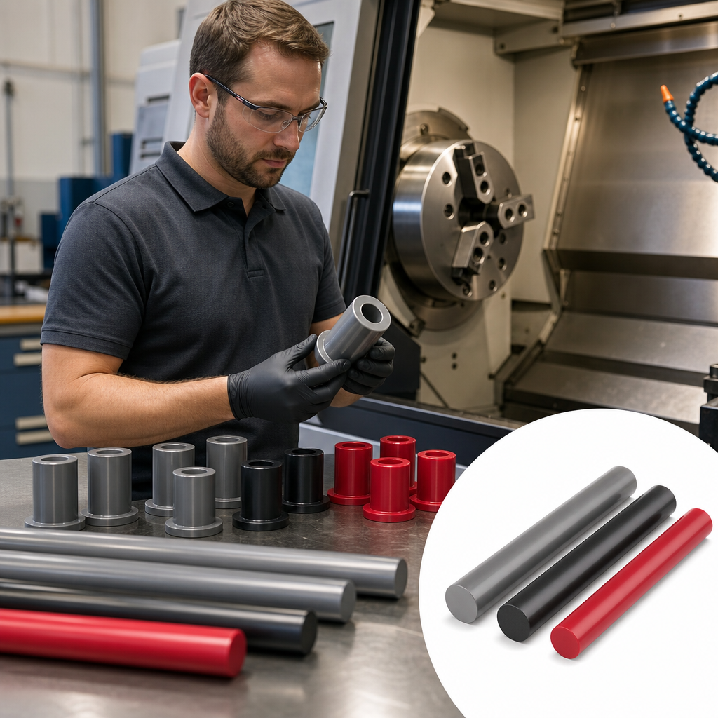 Unplasticised PolyVinylChloride Grey / Red / Black Rod 45mm to 90mm dia for Chemical storage & structural components - UK Engineering Plastics