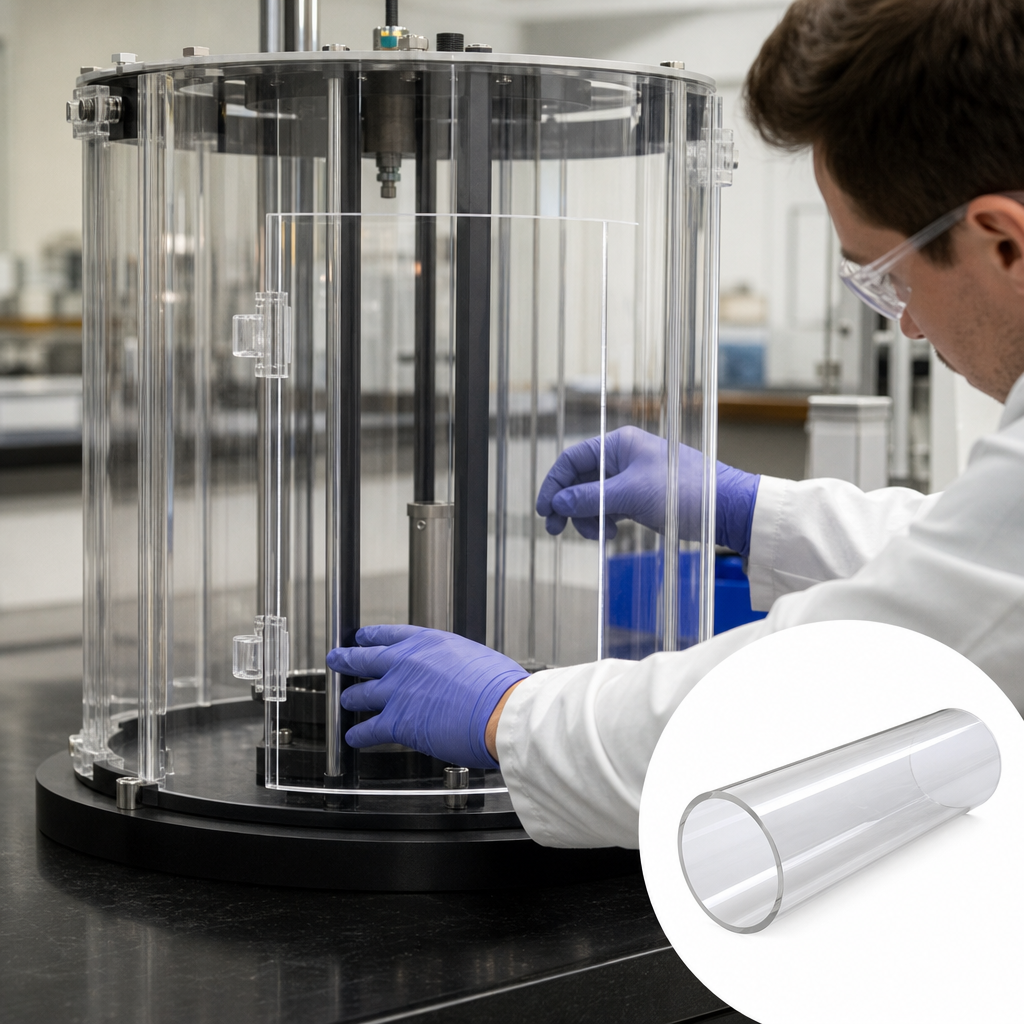 Cast Acrylic Clear Tube 200mm to 260mm dia for Protective barriers & aquarium tanks - UK Engineering Plastics