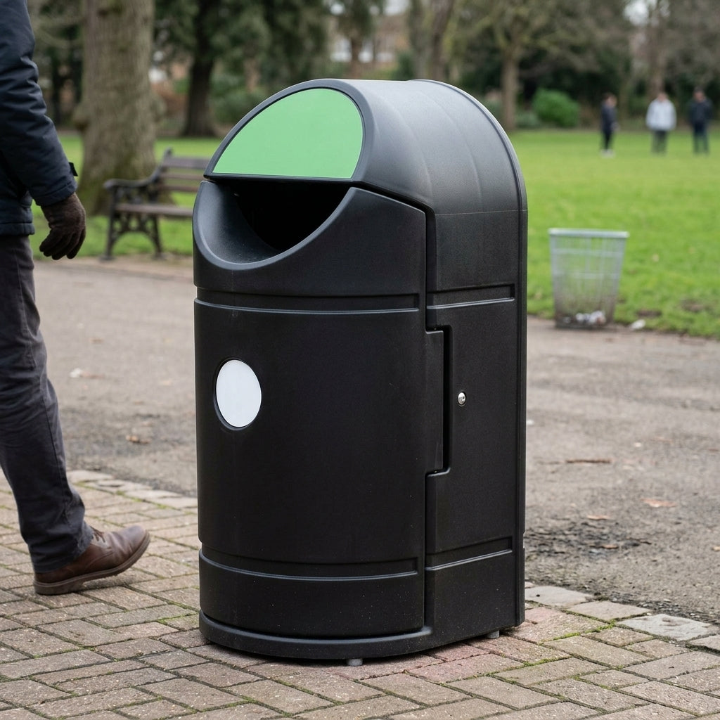 Outdoor Waste Bin with Locking Door Panel - Single or Twin Unit