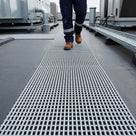 PVC Roof Walkway Matting with Ribbed Grid - 14mm Thick