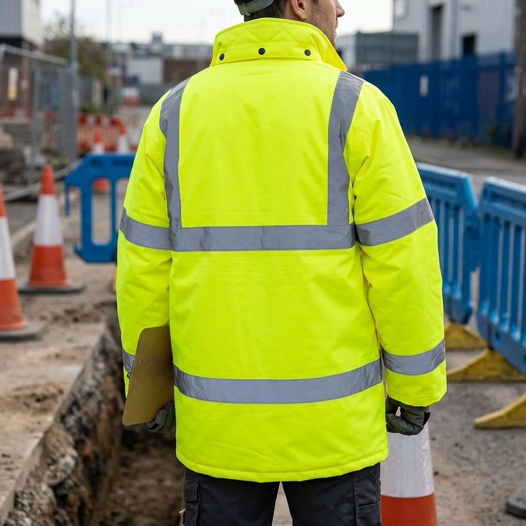 High Visibility Waterproof Parka Jacket – BS EN20471 Class 3, Quilted