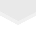 Corner of an off-white nylon sheet on a white background, thin square edge just catching a shadow