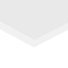 Corner of an off-white nylon sheet on a white background, thin square edge just catching a shadow
