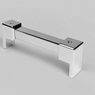 Square chrome support bar alone on a light grey backdrop, both open U-clamps facing forward, seen from above.