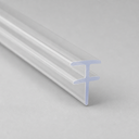 Clear H-profile seal shown from a different diagonal angle on a plain grey studio background.